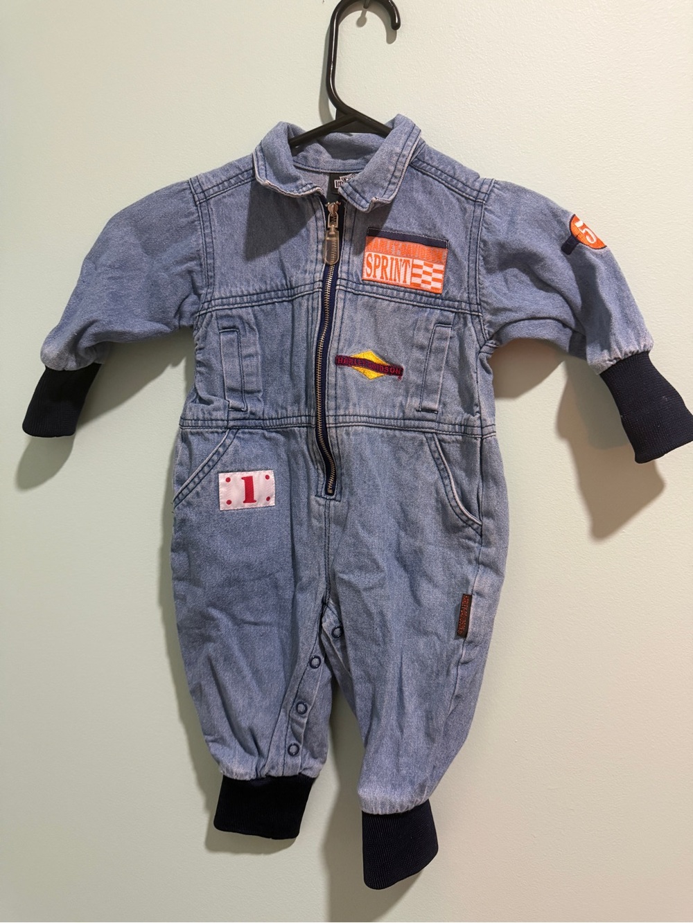 Vintage Harley-Davidson Denim Baby Jumpsuit Coveralls Onesie Harley Davidson